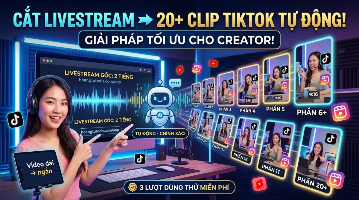 Cắt hàng chục clip TikTok tự động từ buổi livestream: Giải pháp tối ưu cho Creator